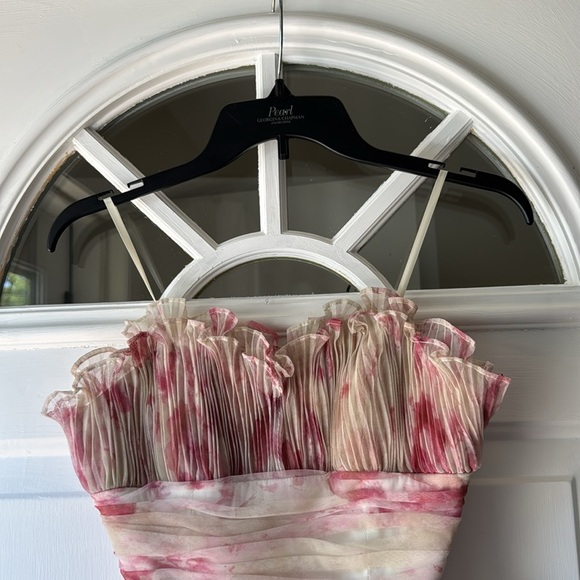 Marchesa Pearl Georgina Chapman strapless Tulle Tiered floral Gown - Picture 6 of 10